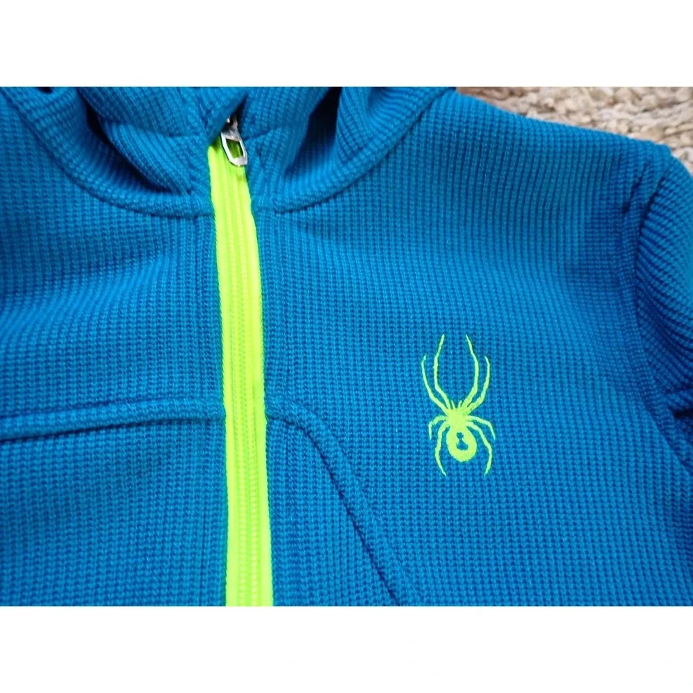 Spyder Full Zip Hoodie Youth Medium 10/12 Blue Excellent Technical Fleece Jacket